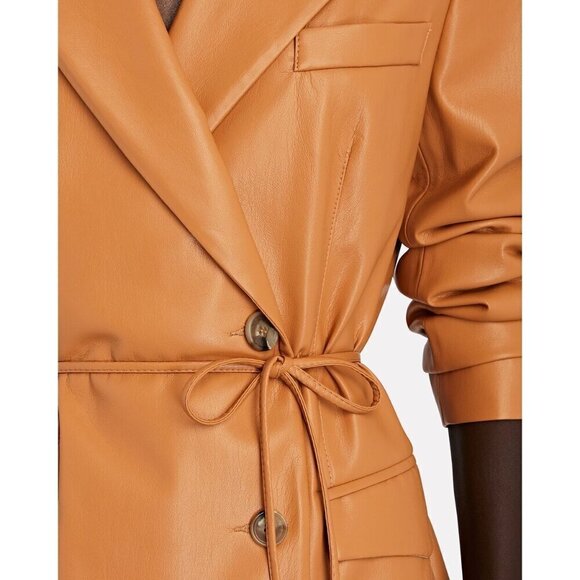 💕NANUSHKA💕 Remi Vegan Leather Blazer Dress ~ Light Brown Medium - Picture 4 of 16